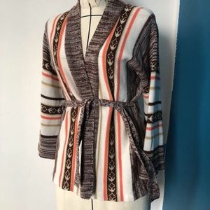 1970s Cowichan wrap sweater with belt